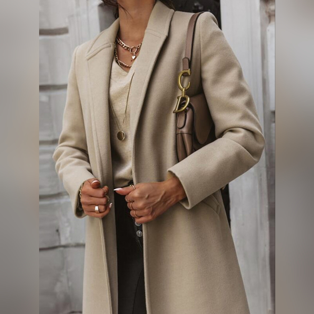 Timeless Elegance Longline Coat - Tan - Picture 4 of 5